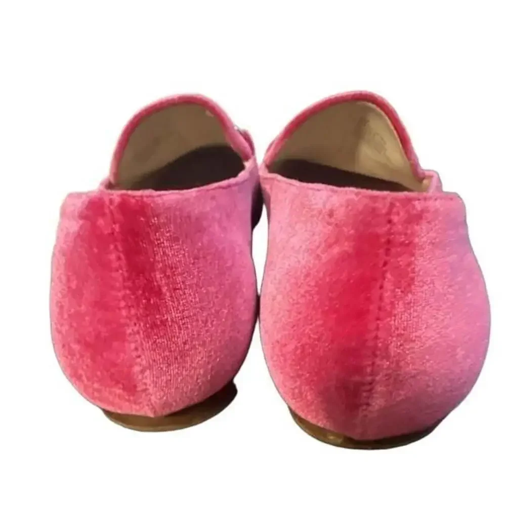 Gianni Bini Hot Pink Velvet Chain-Trim Loafers